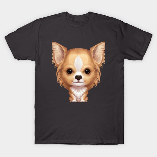 Fawn & White Long Coat Chihuahua T-Shirt by stonemask